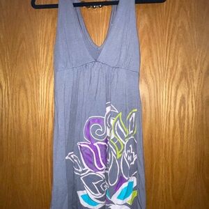 Derek Heart Gray Mini Dress with Multicolor Accents